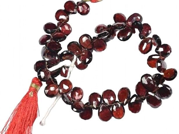 8 Inch 6x8-7x10mm Natural Pyrope Red Garnet Faceted Pear Shape Briolette Beads lot of 10 Strands CHIK-STRD-95047
