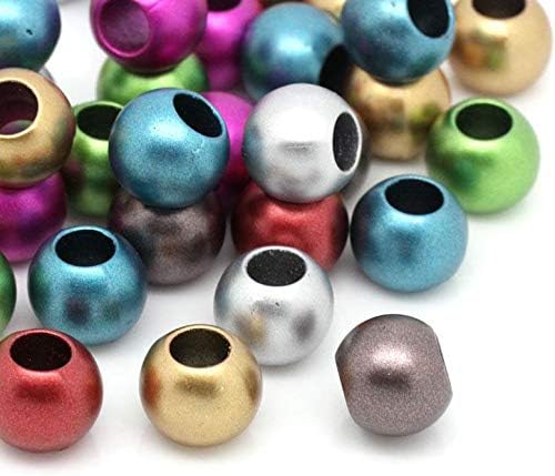 Multicolor Matte Metallic Acrylic Large Hole Beads 12mm with 5.7mm Hole, 2400 Count