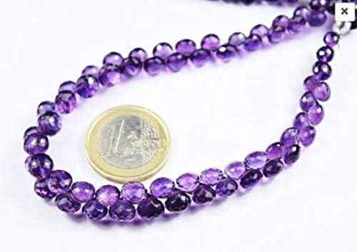 Natural Purple Amethyst Faceted Onion Drop Briolette Loose Gemstone Craft Beads Strand 9 Inch Long 6mm 4mm Code-HIGH-952