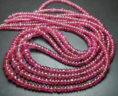 18 Inches Strand, Genuine Pink Sapphire Smooth Rondelles,3.5-8mm Code-HIGH-56215