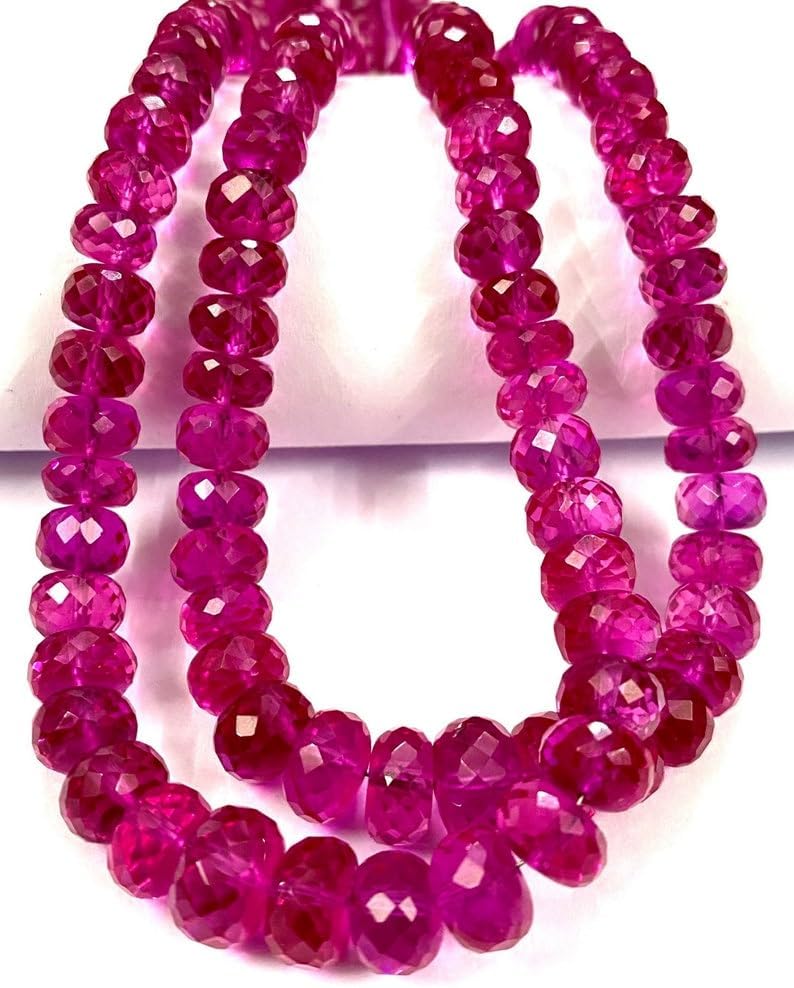 Natural Pink Spinel RONDELLE Faceted Beads 7X9MM 18 inch Long String Jewelry Making Gemstone Beads for Necklace Bracelet