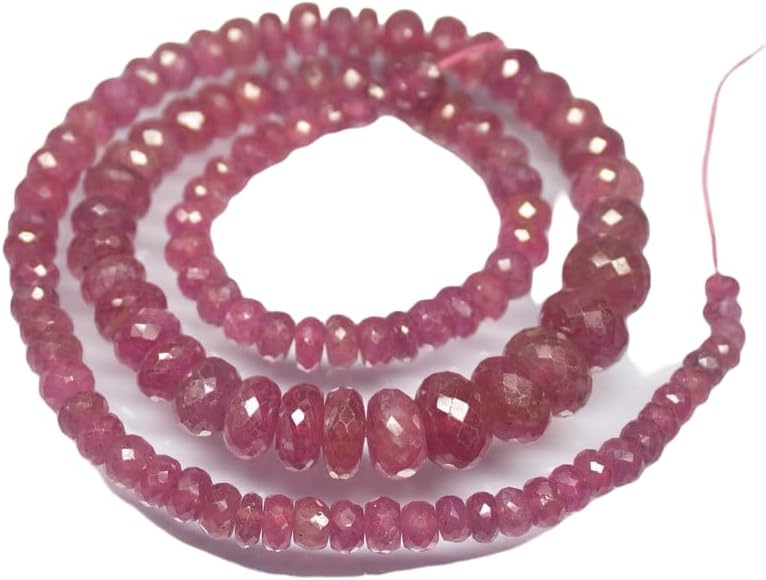 13 inch Strand of Natural gem Pink Sapphire, 5.5mm Rondelle Faceted Beads for DIY Jewelry Making. | Beads_06380, As Per Photo