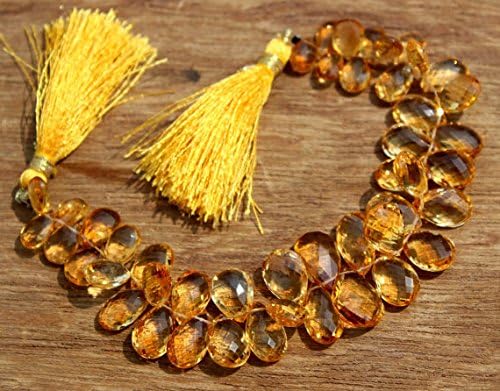 13 inch natural beads strand of 7-17mm faceted pear citrine gemstone briolletes beads for DIY jewelry - necklace, bracelet, earring, ring.