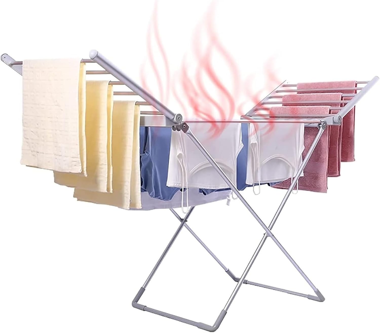 Clothes Drying Racks,Winged Electric Heated Clothes Airer Dryer with 20 Heated Tubes,Home Horse Rack Fast Laundry Drying Folding for Easy Storage Dry Saves Energy