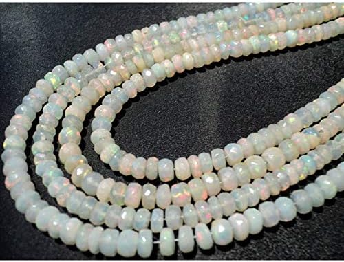 Ethiopian Opal Beads, Welo Opal, AAA Faceted Ethiopian Opal Plain Beads, Rondelle Beads, 5mm to 5.5mm Beads, 18.5 Inch Strand