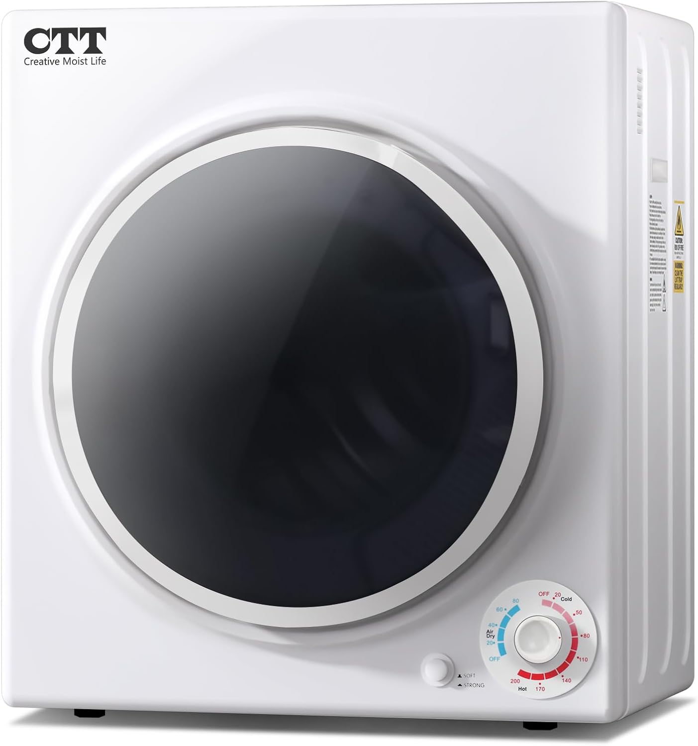 CTT 3.5 Cu. Ft. Clothes Dryer, 1500W Electric Dryers for Clothes, 110V Electric Clothes Dryer with Stainless Steel Drumble for 13.2 lbs. with 4 Automatic Drying Modes (White)