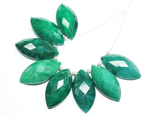 1 Strand Emerald Puff Marquise Oval Faceted 1 Pair Strand Gemstone Beads, Jewelry Supplies for Jewelry Making, Bulk Beads, for Meditation Jewellery for Reiki Healing Mystic Gemstone 12mm to 25mm