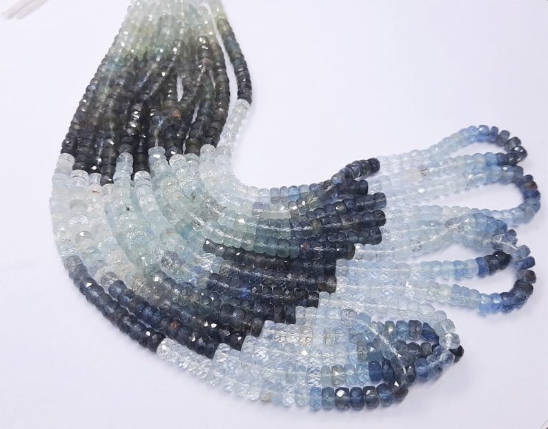 Natural Moss Aquamarine rondella faceted Beads 6 MM 16 inch long string jewelry making gemstone beads for necklace bracelet