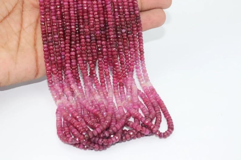 Ruby Faceted Rondelle Beads 4-5 mm Sapphire Beads Ruby Rondelle Beads Faceted Ruby Wholesale Beads for Making Jewelry