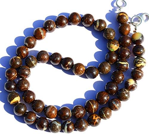 Very Rare Natural Gem Australian Boulder Opal 8MM Approx Size Smooth Round Beads 17 Inch Full Strand Finished Necklace Rare Gemstone