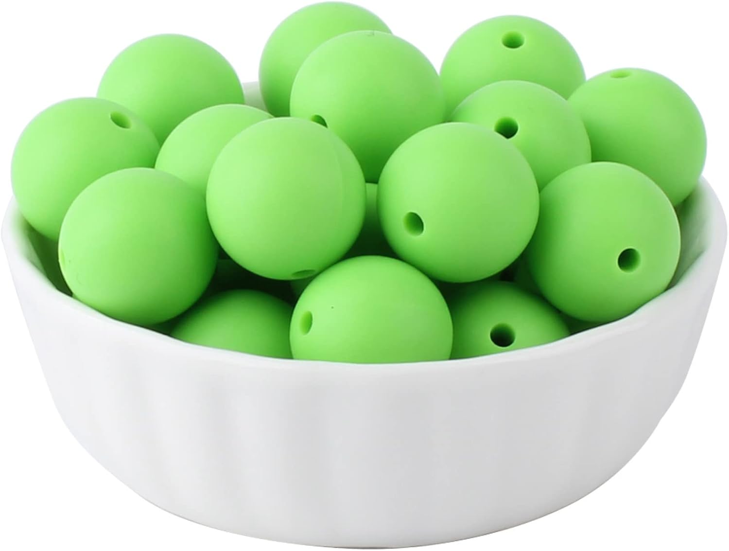 Silicone Beads for Keychain Making Kit 9mm Bulk Multi Color Mix Silicone Round Loose Pearl Beads Shaped Woman Beaded Jewelry Stretchy Beads DIY Mom Jewelry Necklace 50 Pieces (Light Green 59)