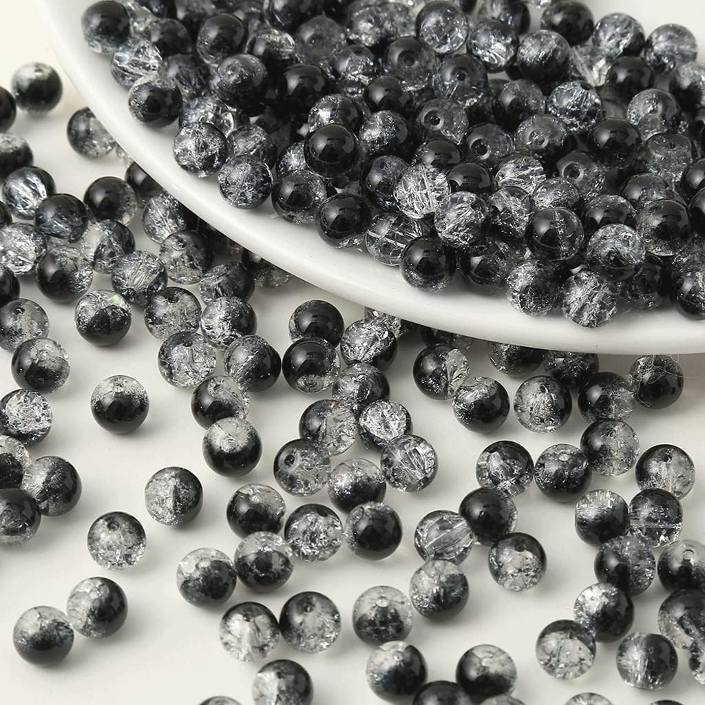 8mm High White Broken Burst Beads DIY Beads Bracelet Necklace Trendy Wind Loose Beads Stringing(E,10mm) (Black 8mm)