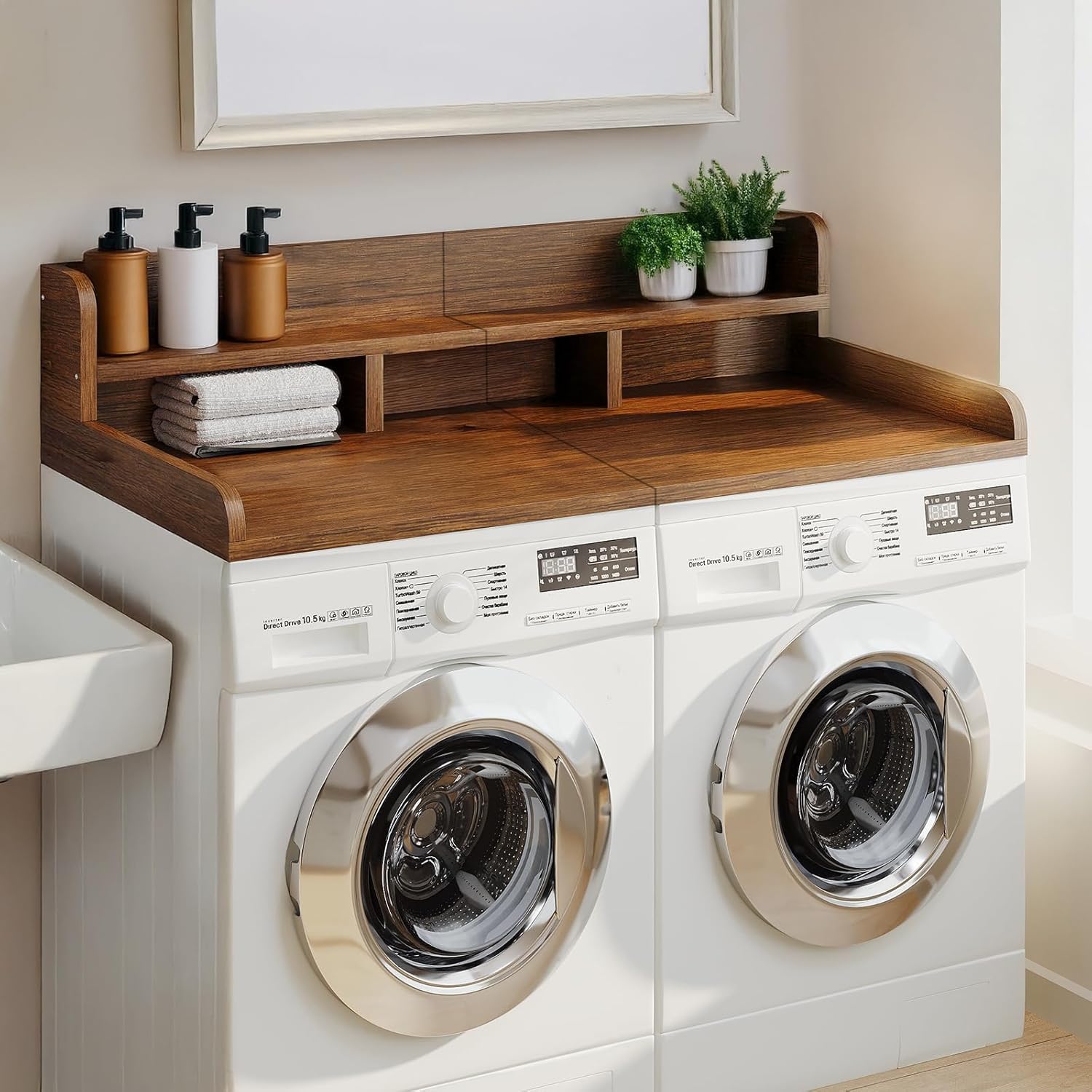 2-Tier Washer Dryer Countertop with Non-Slip Pads Laundry, Laundry Countertop Cover, 54