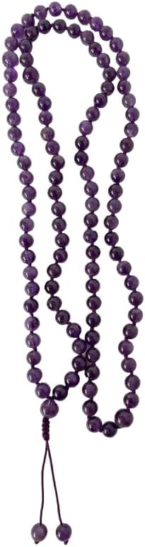 Natural Amethyst 8mm 108 Mala Beads, Spiritual, Meditation Beads, Reiki, Japa Mala, Buddhist Prayer Beads, Yoga Bracelet, healing beads LKMALA-RRGU-3295