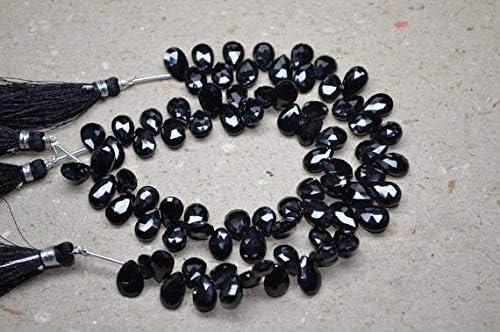 2 Strands Sale-AAAA-7 Inch Full Strand-10-11mm-40 Beads-Highly Quality Stone-Natural Black Spinel Faceted Pear Briolette Beads Code-HIGH-59873