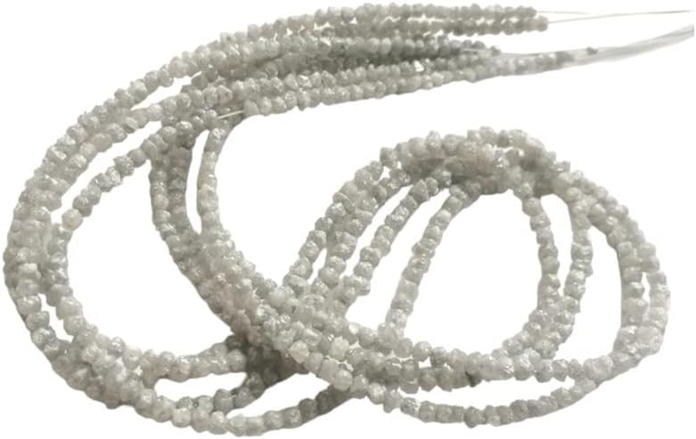 3-4mm Gray Rough Diamonds, Natural Gray Raw Diamond Beads, Uncut Diamond Beads, Gray Raw Diamond for Jewelry (2IN to 4IN Options), 3 MM - 4 MM, 4 in