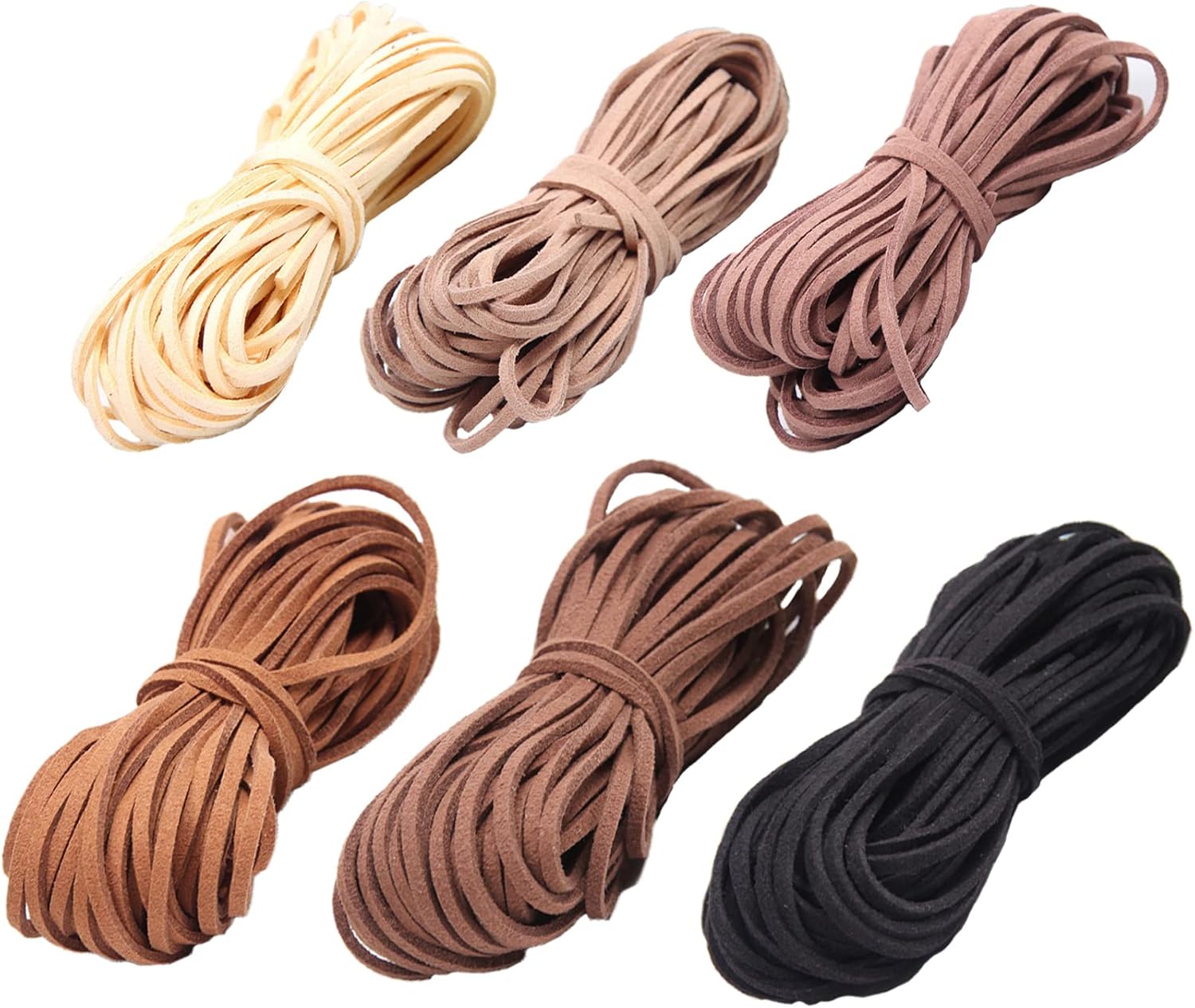 Samcos Leather Cord, Suede, 6 Color Set, Leather Cord, Necklace, Bracelet, Leathercraft, Crafts, DIY, Handmade, Accessory Parts, 32.8 ft (10 m)