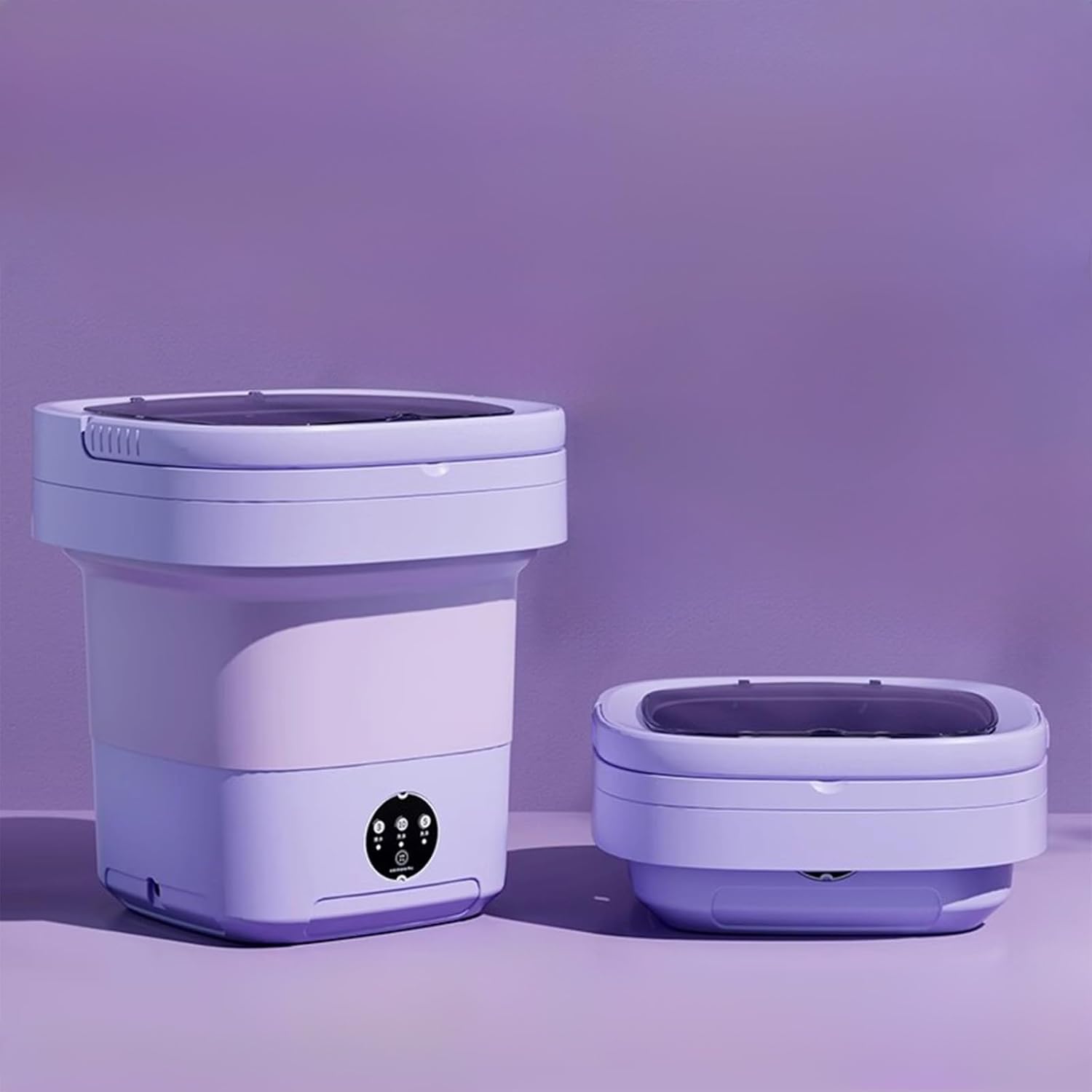 Portable Washing Machine, 16.5L Foldable Mini Washer with Drain Basket, Powerful Cleaning, for Underwear, Socks,Baby Clothes,Travel Camping Dorms RV Apartments(Purple)