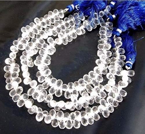 13 inch natural beads strand of 7x5-8x5mm faceted teardrop crystal quartz gemstone briolletes beads for DIY jewelry - necklace, bracelet, earring, ring.