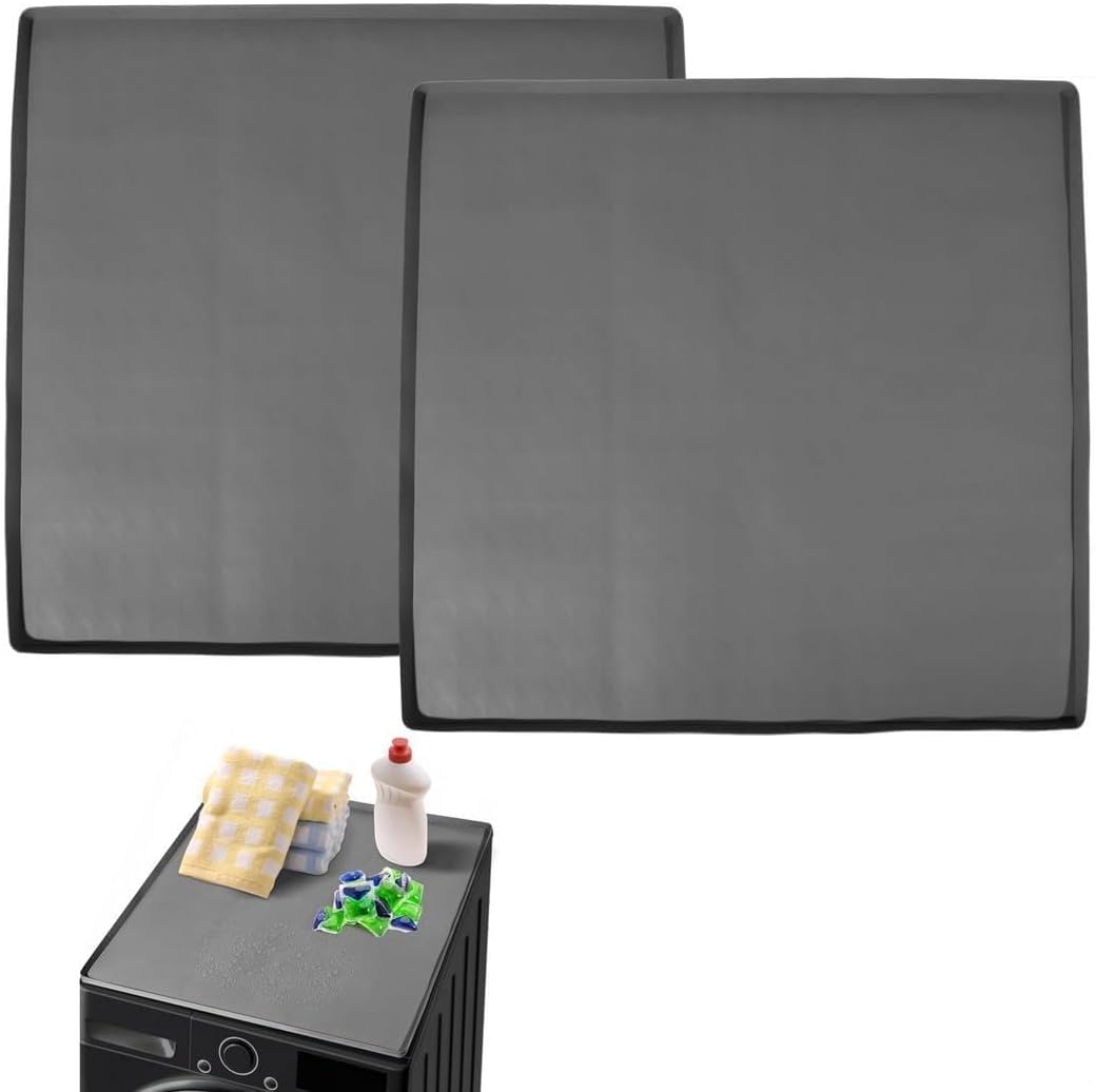 2-Pack 23.6 × 23.6 in Washer and Dryer Silicone Covers, Anti-Slip Appliance Top Mats, Waterproof, Dustproof for Kitchen and Laundry