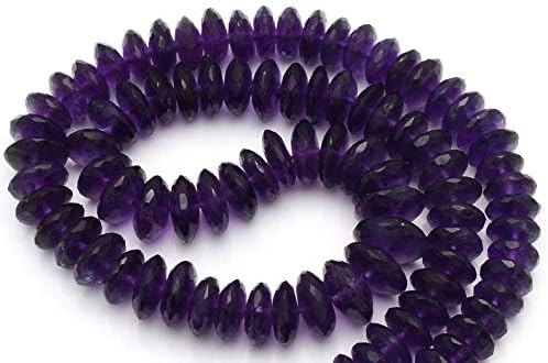 13 inch natural beads strand of 8-12mm faceted rondelle african amethyst gemstone beads for DIY jewelry - necklace, bracelet, earring, ring.