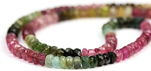 tourmaline mico faceted rondelles 10 pieces 4mm pink green yellow brown petro semi precious gemstone