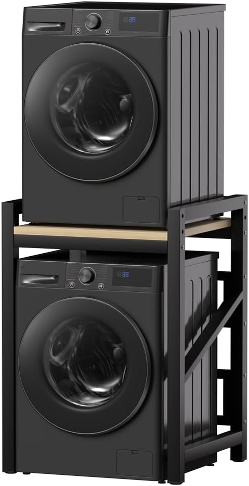 Tumble Dryer Stand with Adjustable Height, Washer and Dryer Shelves with Storage Space, Metal Over The Washer Storage Shelf, Load Capacity 300kg, for Laundry Room