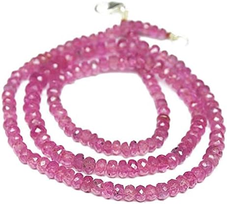 Natural Rare Pink Sapphire Faceted Rondelle Micro Gemstone Craft Loose Beads Necklace 17