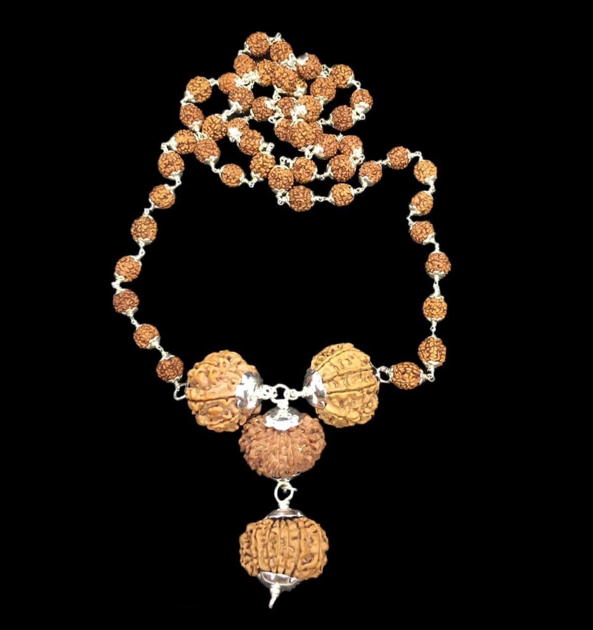 Rudraksha Combination for Wealth 7,9,11,13 Mukhi Nepal in Rudraksha Mala IGL Lab Certified Original Genuine Beads (Small)