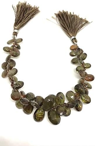 13 inch natural beads strand of 7x9-11x14mm faceted pear andalusite gemstone briolletes beads for DIY jewelry - necklace, bracelet, earring, ring.