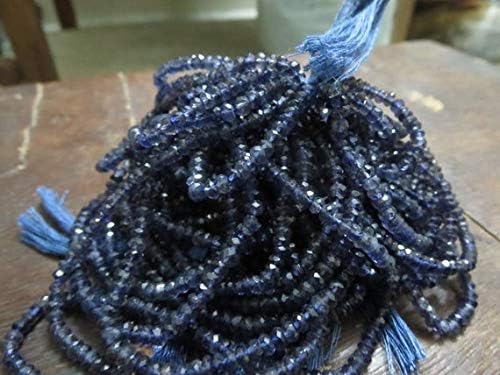 Beads Gemstone 100 String Lot Natural Iolite Rondelle Beads Facited 3.50 mm 14 Inch Long inches String Code-HIGH-70465, Gemstone Metal Stone