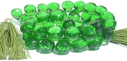 Green Quartz Micro Faceted Onion Shaped Briolettes Size- 9-10mm 4 Inches Strand. Long Strand Code-HIGH-40998