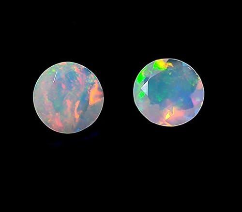 natural ethiopian opal 11mm faceted round 1 pair