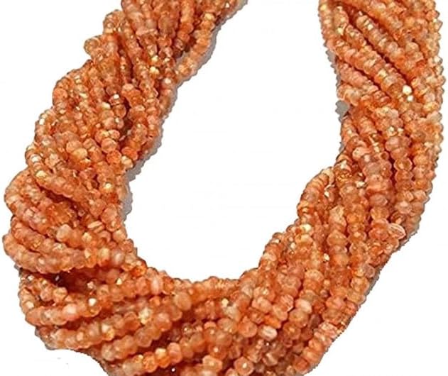 Sunstone Faceted rondelle Beads,Natural Beads, Loose Gemstone Beads Necklace 13.5 Inch 3-4mm lot of 10 Strands CHIK-STRD-96452