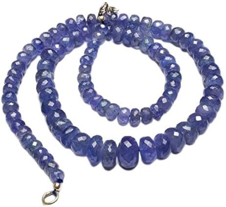Natural Tanzanite Gemstone 5 to 9MM Faceted Rondelle Beads 17 Inch Full Strand Super Quality Deep Blue Color Finished Necklace