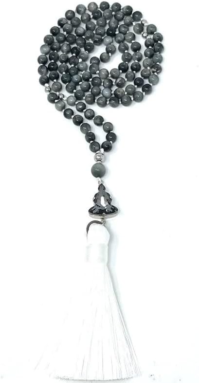 Natural grey tiger's eye 6mm 108 Mala Beads, Spiritual, Meditation Beads, Reiki, Japa Mala, Buddhist Prayer Beads, Yoga Bracelet, healing beads LKMALA-RRGU-1959