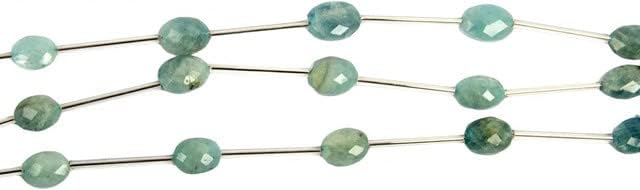 Aquamarine Faceted Oval 8 inch Bead Strand 11X9-14X10 MM & 30 Carats Natural Semi Precious Gemstone Birthstone DIY Jewelry Making Necklace CHIK-STNRD-25494