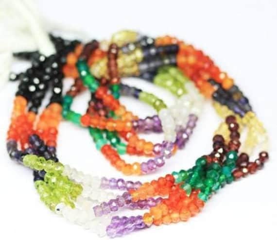 Beads Gemstone 2 Strand Lot Natural Multi Faceted Rondelle Micro Gemstone Craft Loose Beads 13 Inch Long 3mm Code-HIGH-26748