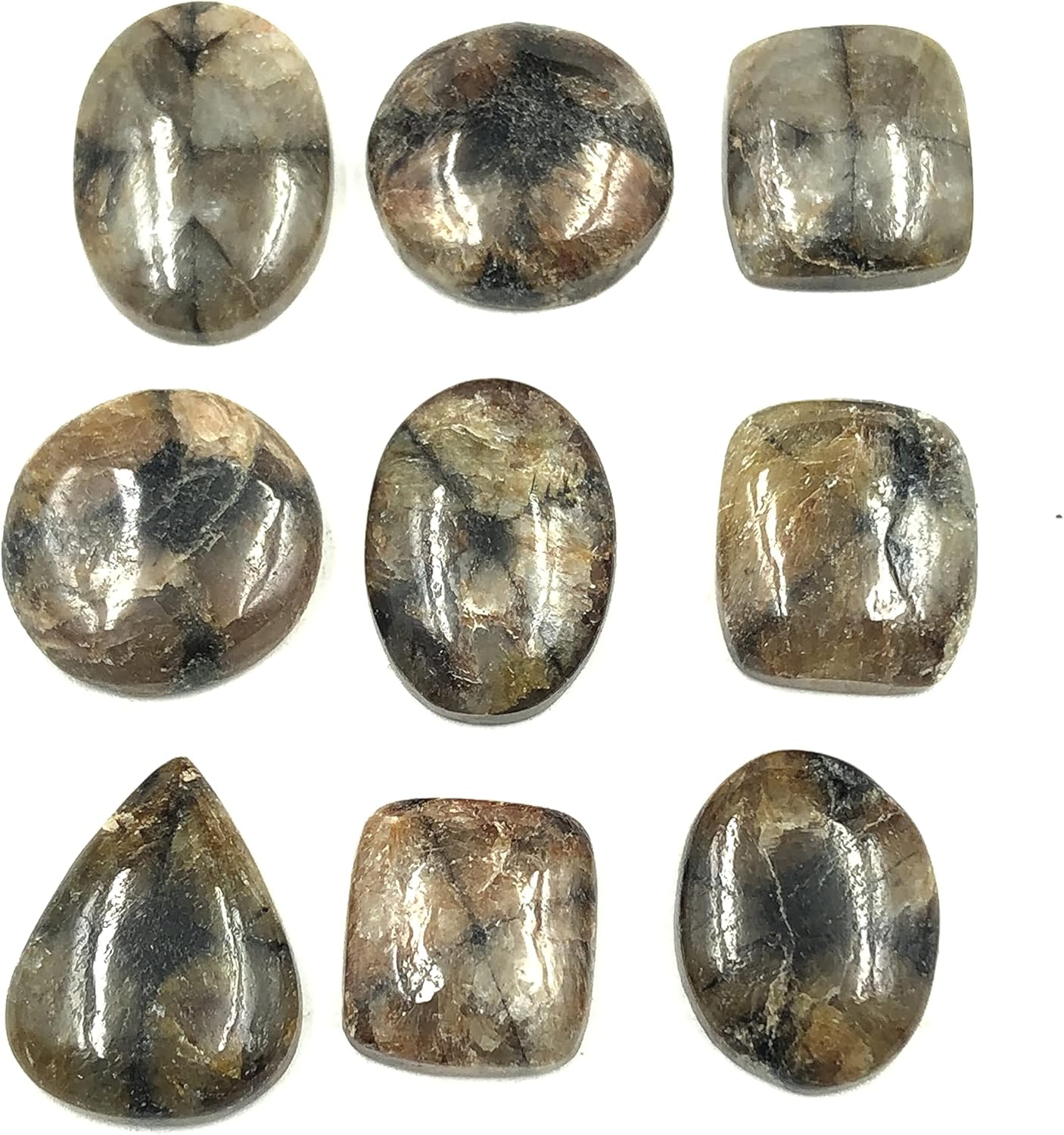 Natural CHIASTOLITE Gemstone Loose Cabochon Lot For Jewelry Making, Loose Gemstone For Ring, Earring & Pendant Necklace, Jewelry Making Cabochons, Healing Gemstones
