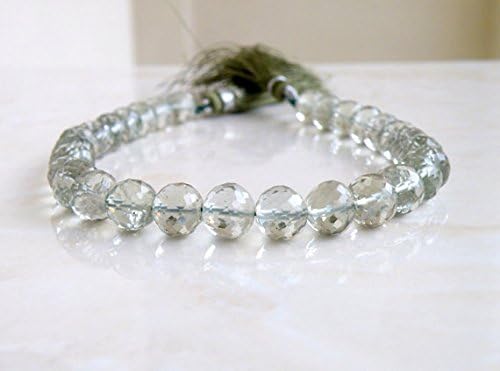 Outstanding Prasiolite Green Amethyst Gemstone Round Faceted Disco 8.5mm 13 beads