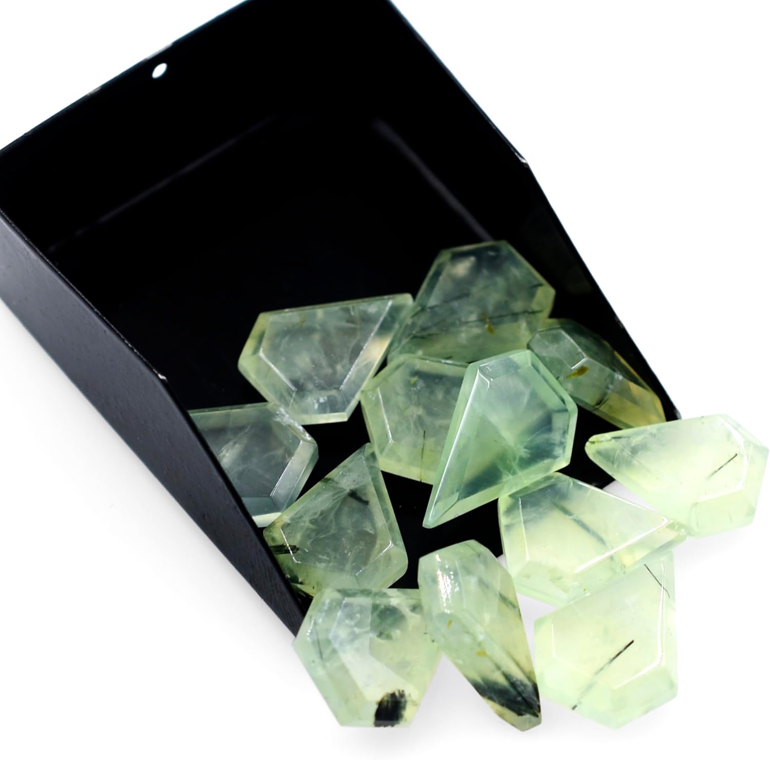 Natural Prehnite Stone Beads for Jewelry Making Faceted Slice Brilliant Cut 10X12 to 12X15 mm Diamond Shape Bead Loose Gemstone DIY pendant Charm Stones