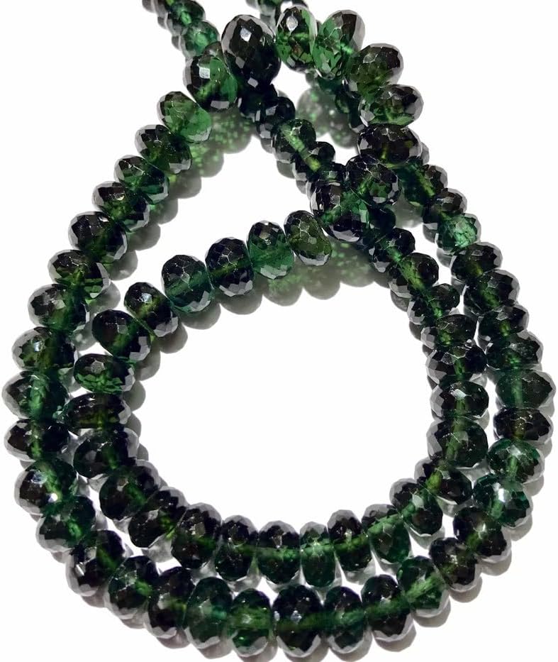 Natural Green Sapphire roundelle facated Beads 6-10 MM 22 inch Long String Jewelry Making Gemstone Beads for Necklace Bracelet