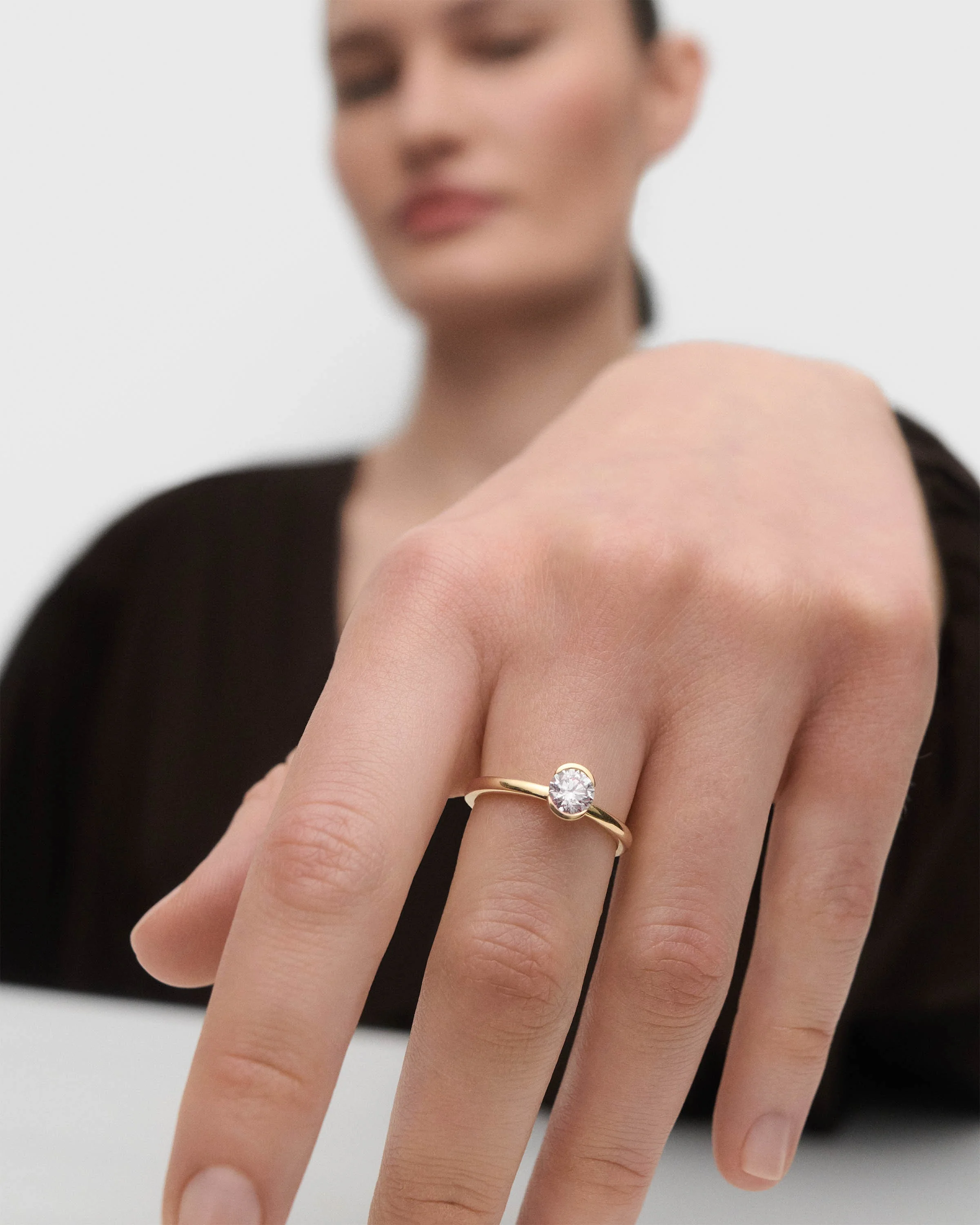 Diamond and gold Grace solitary ring