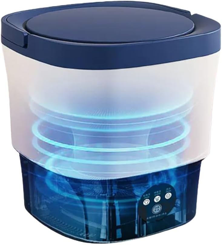 Portable Washing Machine, 9L Large Capacity Automatic Underwear Washing Machine for Apartment, Laundry, Camping, RV, Travel (Color : Blue, Size : 9L)