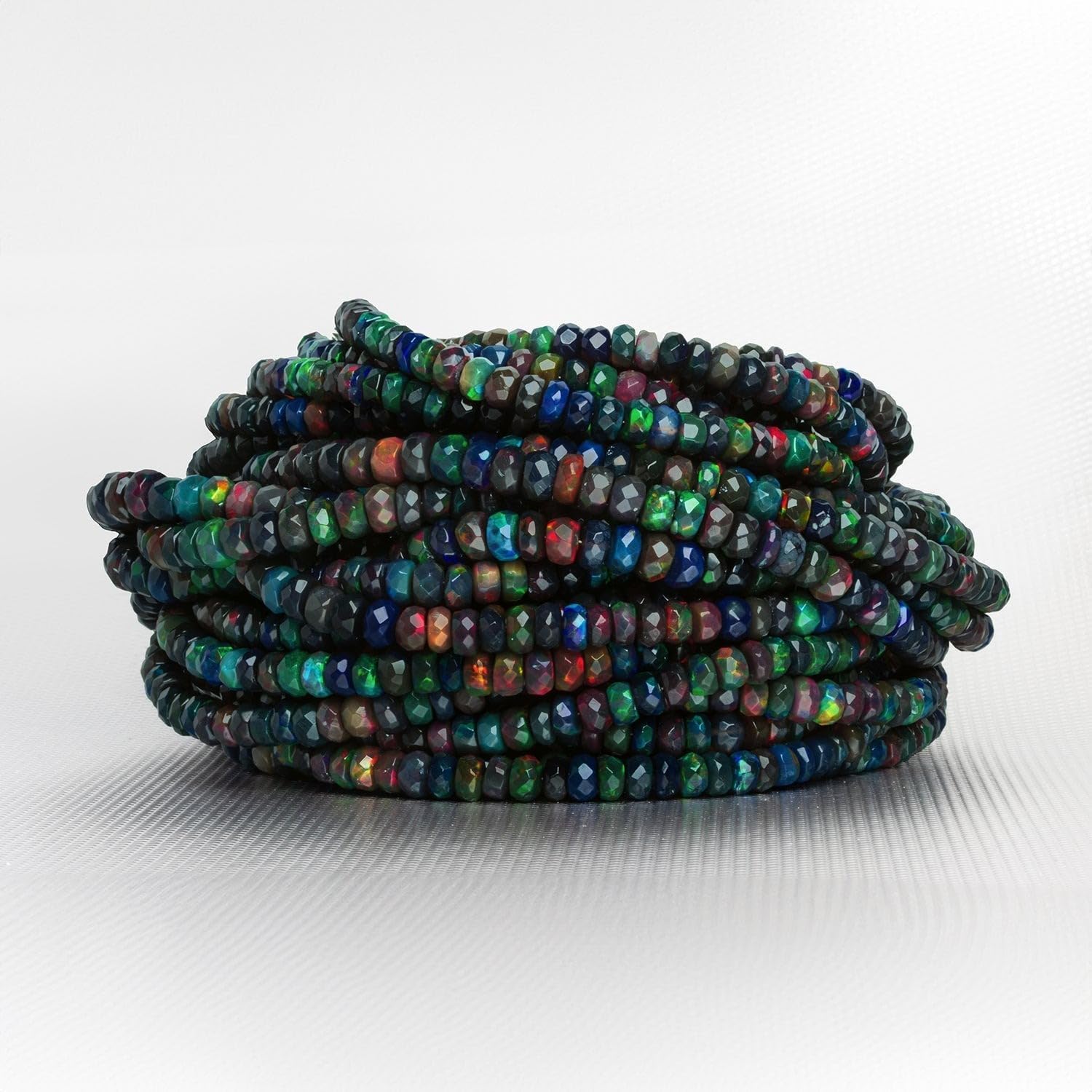 4-6mm Black Ethiopian Opal Faceted Rondelles 16 inch Natural Black Opal Rondelle Beads Strand for Jewelry Making