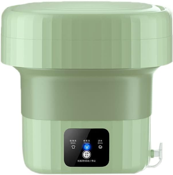 Portable Washing Machine, 6L Foldable Mini Washing Machine, Blue Lighting Purification, Deep Cleaning Mini Washer for Baby Clothes, Underwear, Socks, RV Travel, Dormitory(Green)