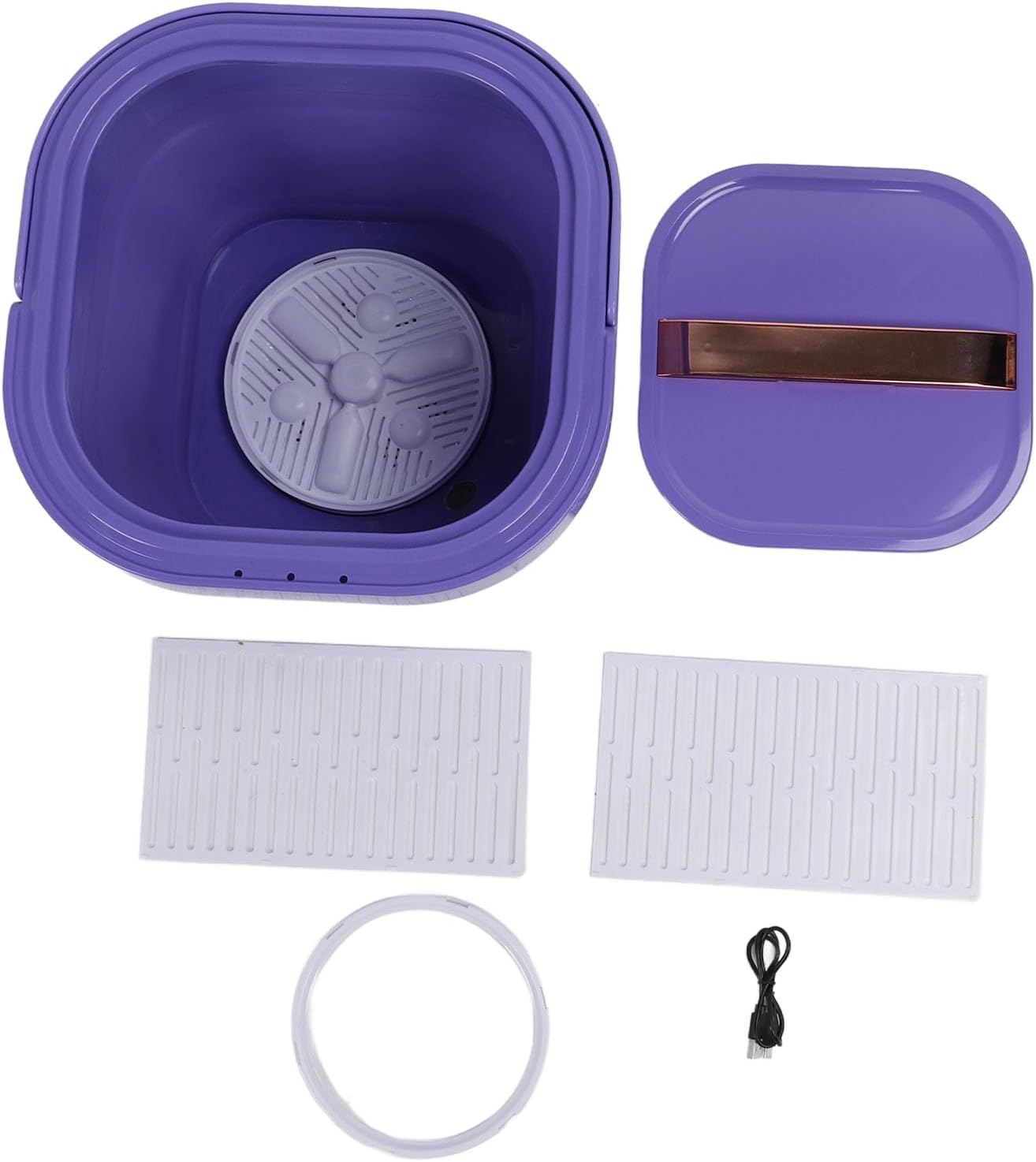 23L Portable Washing Machine, Rechargeable Foldable Washer with Spin Dryer,Mini Washing Machine for Underwear,Small Delicates,Suitable for RV, Travel, Hotels, Camping (Violet)