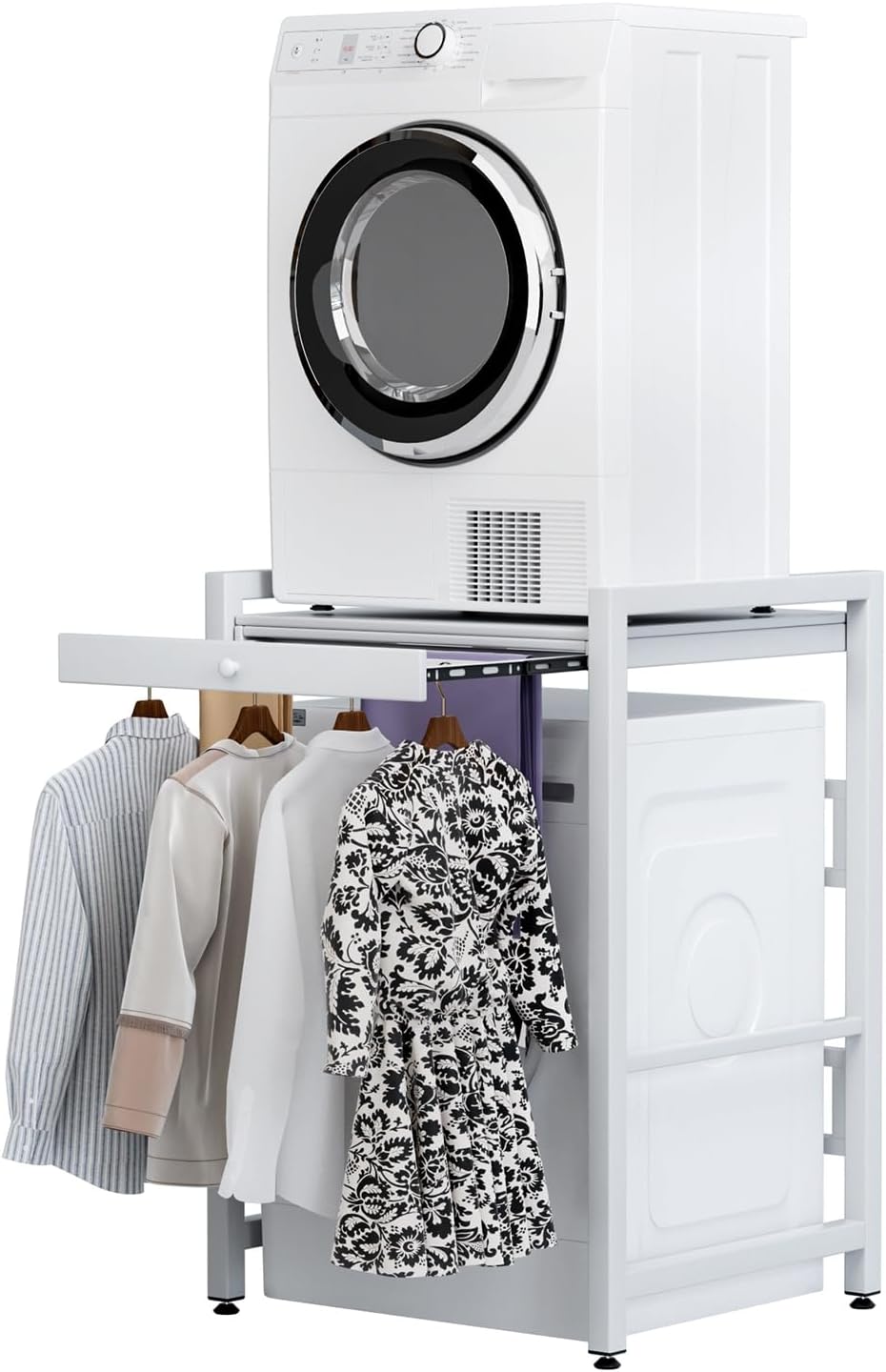 Washer and Dryer Stand, Over Washer and Dryer Storage, Utility Rack with Detachable Countertop, Laundry Room Organizer, Non-Slip Feet, 440lb Capacity, Space-Saving Design for Detergent & Supplies‌