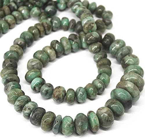 Natural Green Emerald Smooth Gemstone Rondelle Gemstone Loose Craft Beads Strand 18 Inch Long 7mm 13mm Code-HIGH-26274