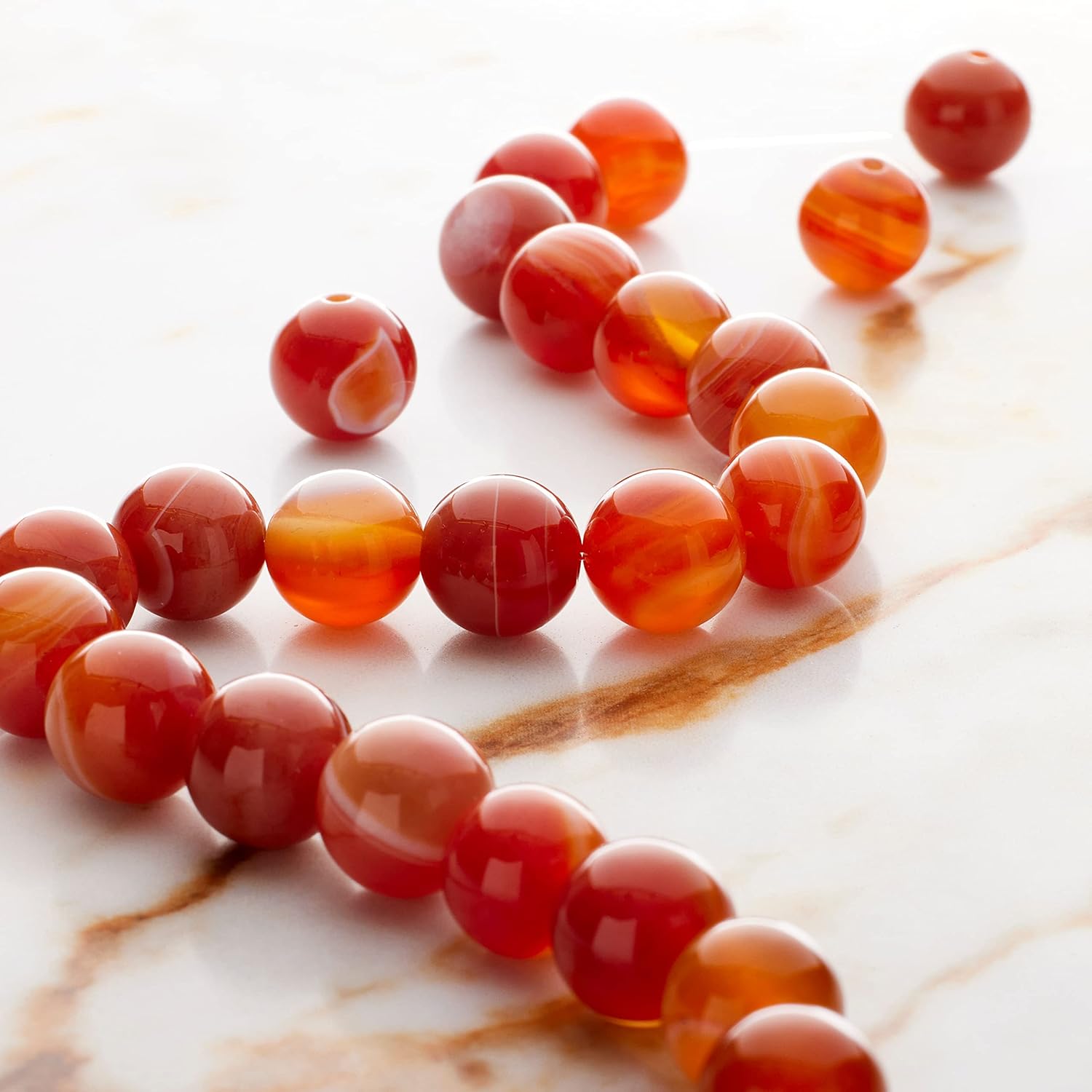 Bead Landing Red Dyed Stripe Agate Round Beads, 10mm, 12 Pack